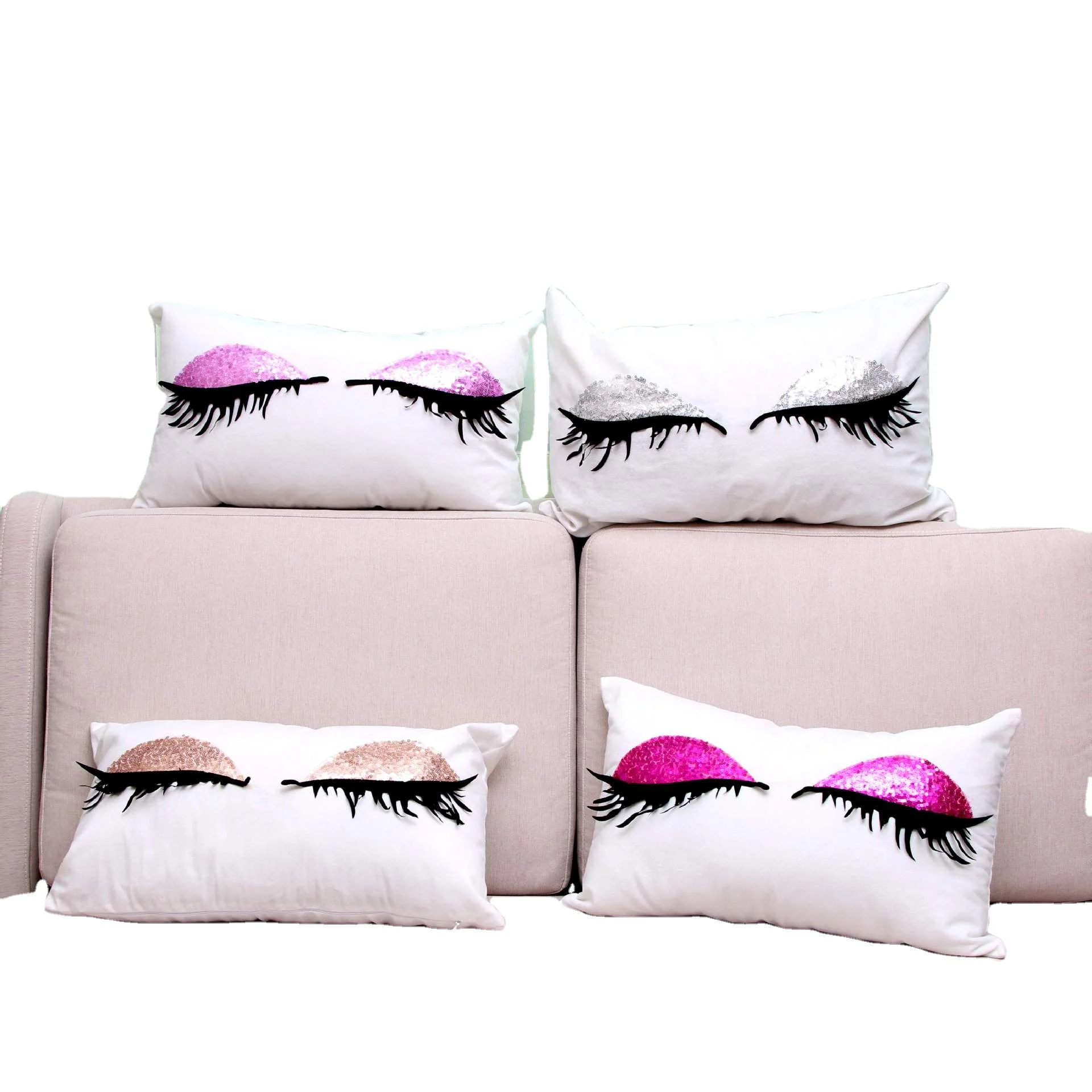 Europe and america style sequin pillowcase ,pillow cover with eyelash in indoor