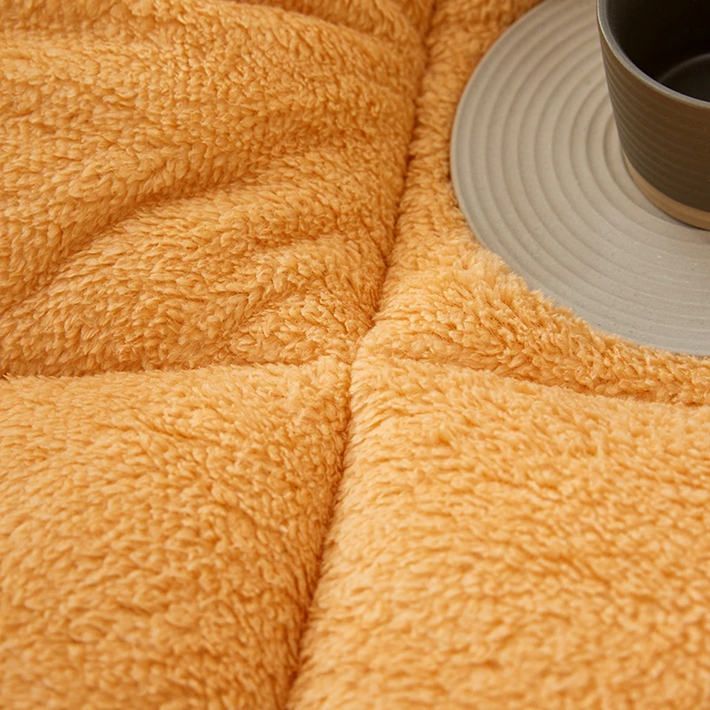 Solid Yellow Camel Ultra Soft Warm Sherpa Fleece Duvet with Pillow Shams for Winter Comforter Set