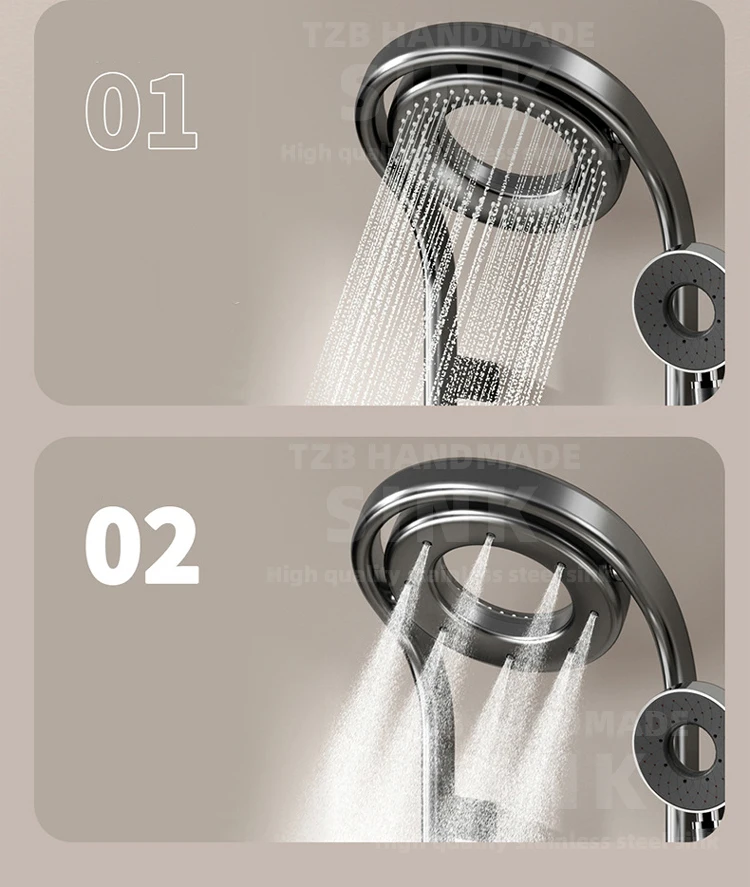 Rotary Top Spray Hot Cold Water Wall-mounted Mixer Shower Faucet 3 in 1 Room Bathroom Showers Set With Water Fall
