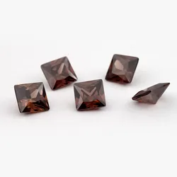 Artificial diamond Synthetic CZ stone Factory wholesale coffee color Square shape loose Cubic Zirconia