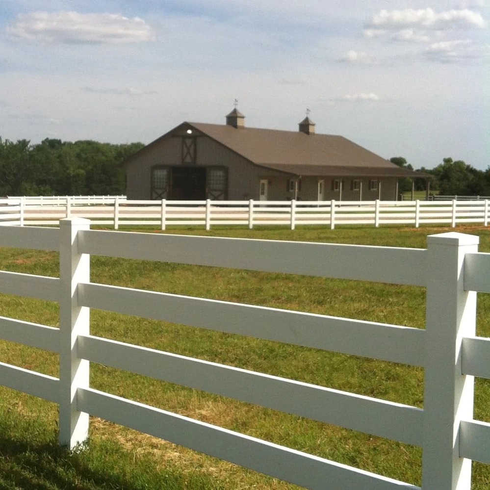 4 rail PVC ranch fence for horse wpc horse fence white panels with single gate