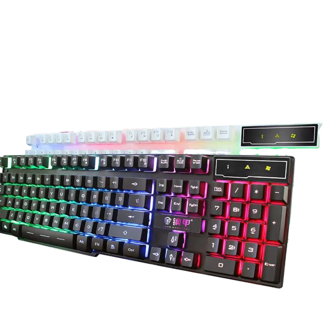 Multifunctional mechanical feel esports gaming keyboard 104 keys Internet cafe rainbow three color cool backlight