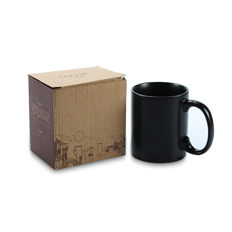 Custom 11oz sublimation printing straight porcelain black matt coffee mugs cups