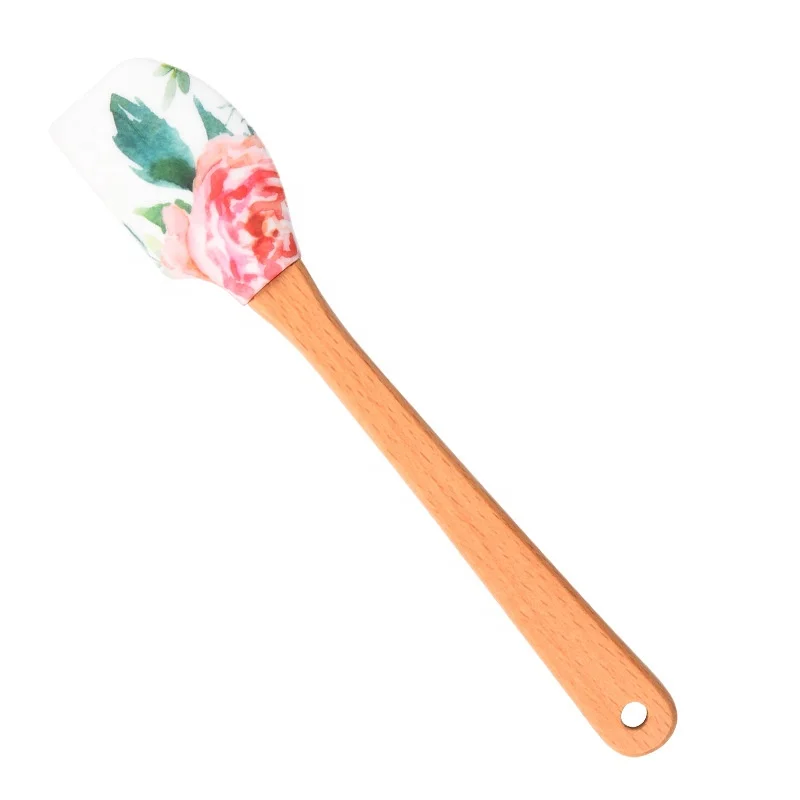 Kitchen Series Cartoon Silicone kids Spatulas with wood Handle Butter Scraper mini spatula Pastry Tools