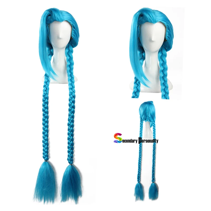 Jinx Vi Cosplay Wigs Game LOL Arcane Jinx Cosplay Blue Heat Resistant Synthetic Hair Jinx Juvenile And Junior Woman Hair Wig