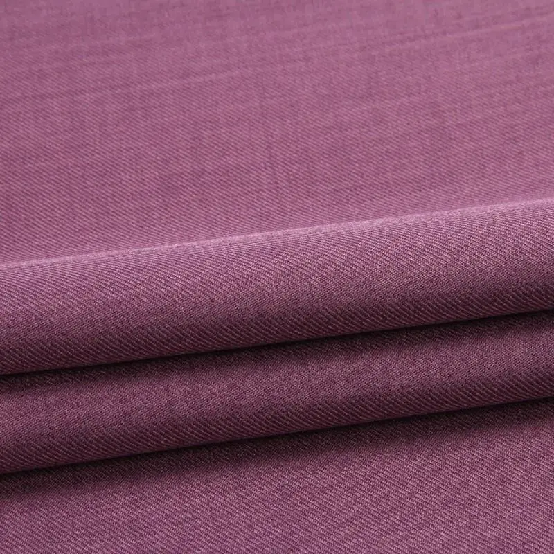 Fashion dacron fabric clothes 100% polyester plain dye lightweight double faced twill woven fabric for women clothing