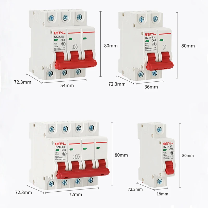Factory directly sale DZ47 mcb ac miniature breakers one phase C curve one phase 1-5A,16A,32A,63A oem c20 mcb circuit breaker