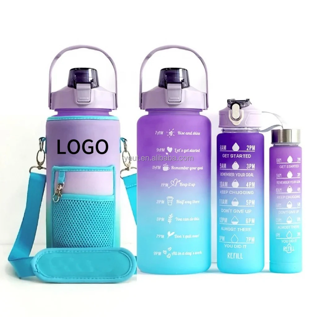 Wholesale Reusable Custom Logo Sports Travel Clear Botellas De Agua Square Plastic Motivational Water Bottle