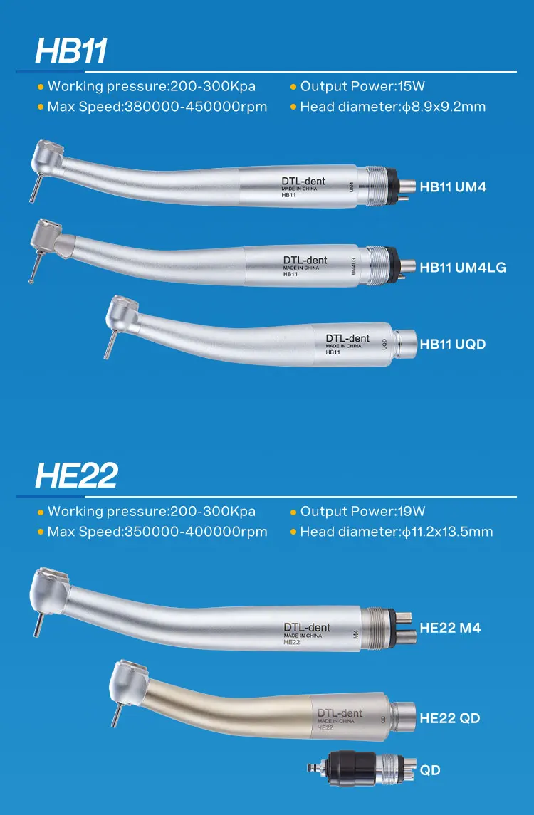 Air turbine anti retraction handpiece quick coupling fiber optic handpiece led high speed dental handpiece small head