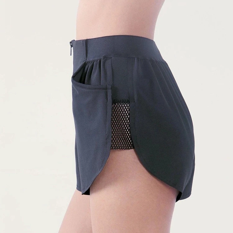 
best quality manufacture mesh side panels custom women gym sports shorts 