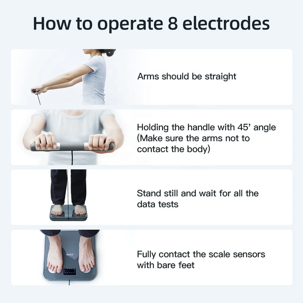 Smart 8-electrodes Digital Body Fat Bmi Bmr Measure Analyzer Scales Smart Fitness Scale