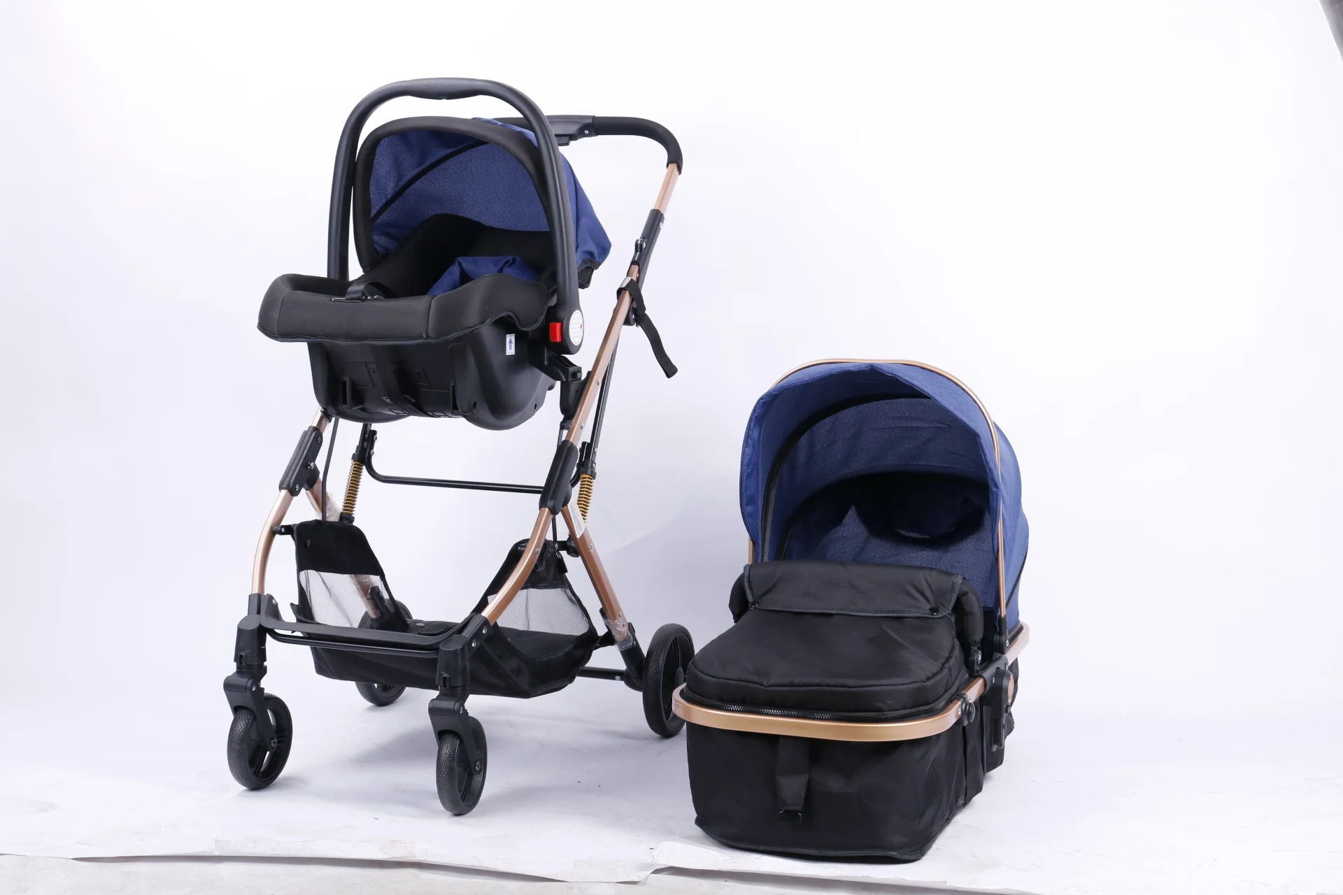 Luxury 3 in 1 travel system baby pram manufacturer lightweight baby stroller with safety basket