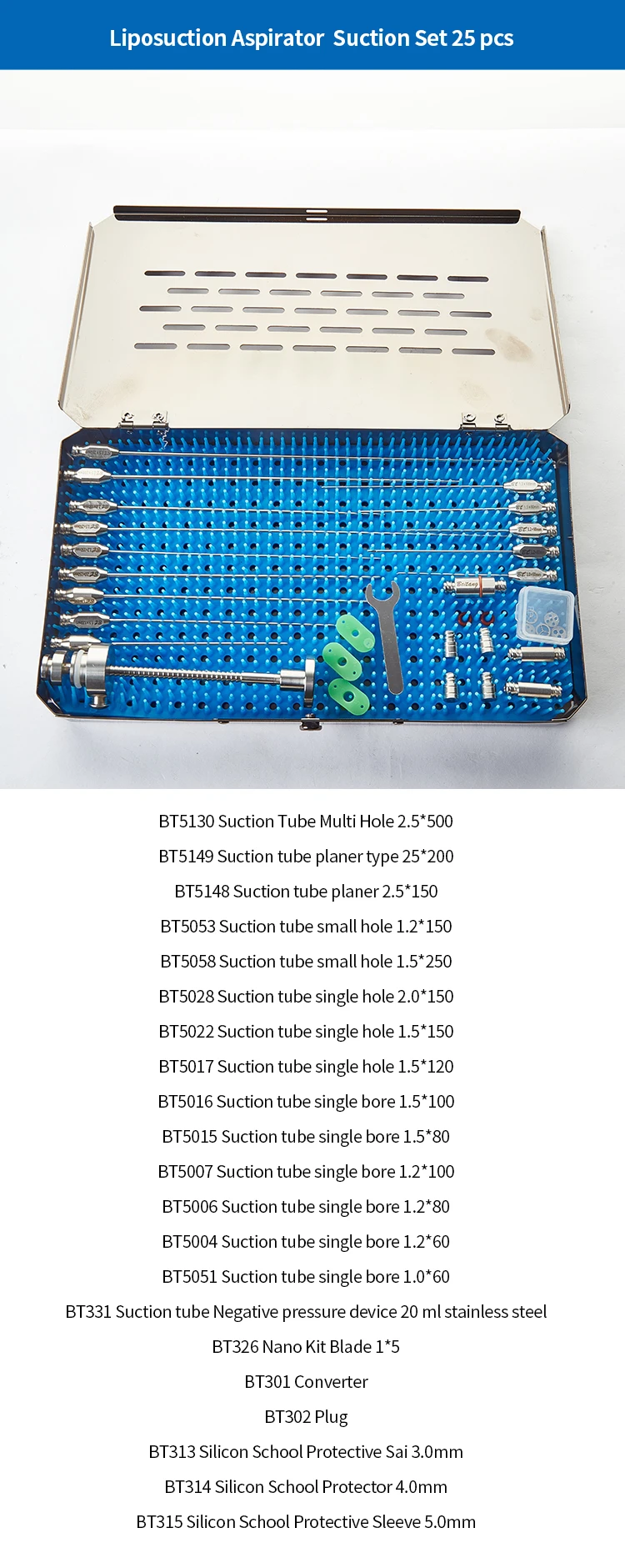 Liposuction Cannula Set Liposuction Aspirator Nano Fat 12Pcs Suction Tube Planer Type Liposuction Aspirator  Suction Accessories