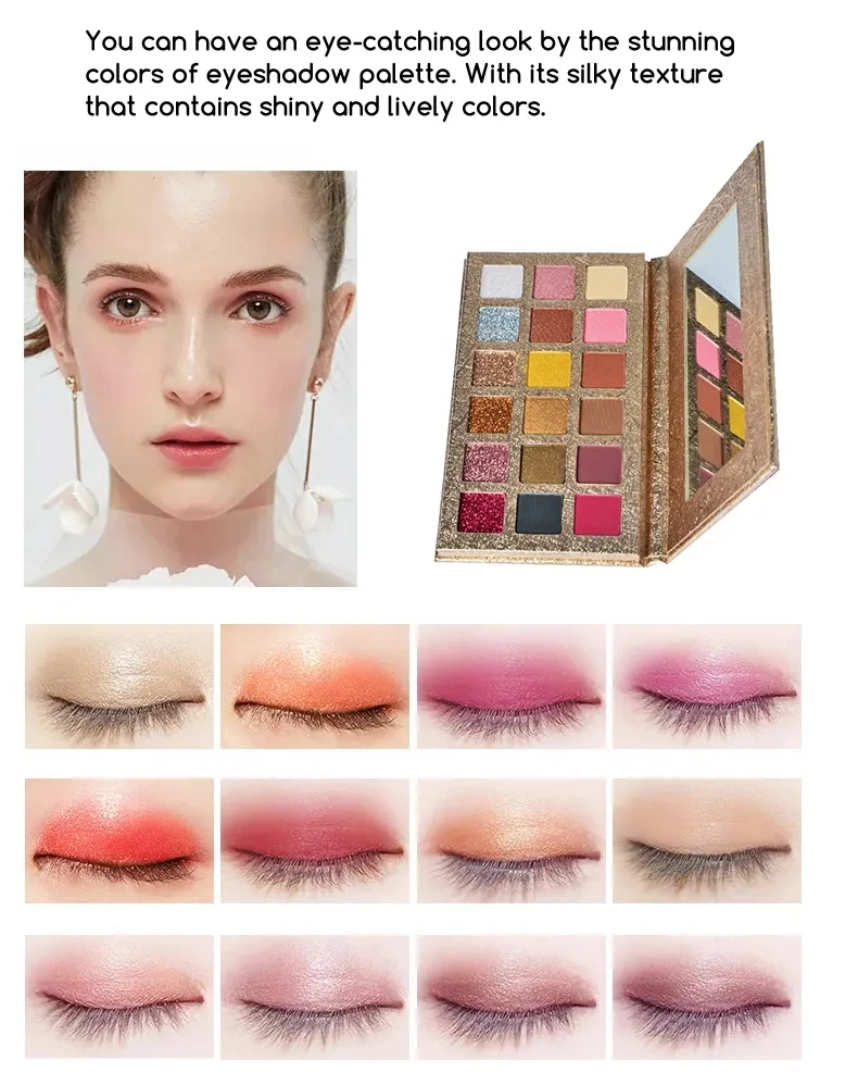 Private Label  High Pigment  Organic Vegan Rose Gold Packaging Shimmer Matte Eyeshadow Palette Makeup