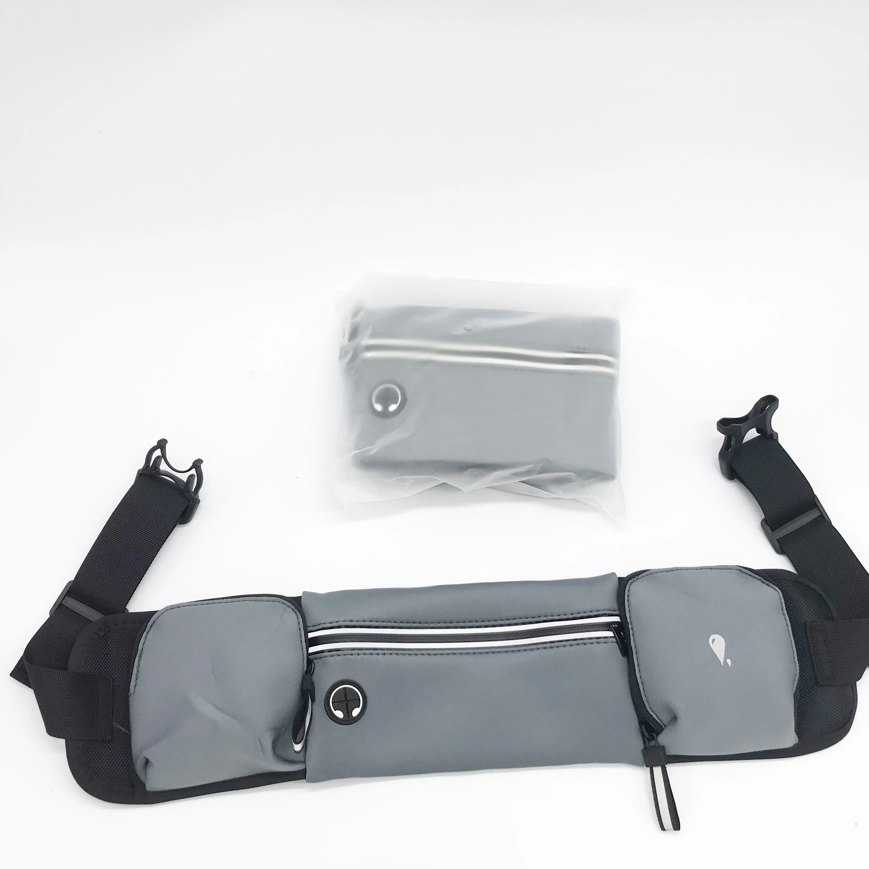 Double-pocket night running high-brightness reflective waist bag with water bottle storage large-capacity mobile phone waist bag