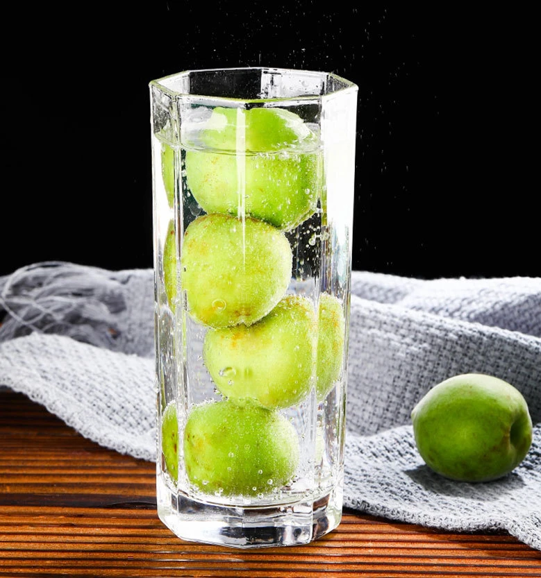 Factory Wholesale DIY Cold Drinks Octagonal Glass Cup Transparent Plain 9OZ Highball Drinking Glassware Juice Beverage Tumbler