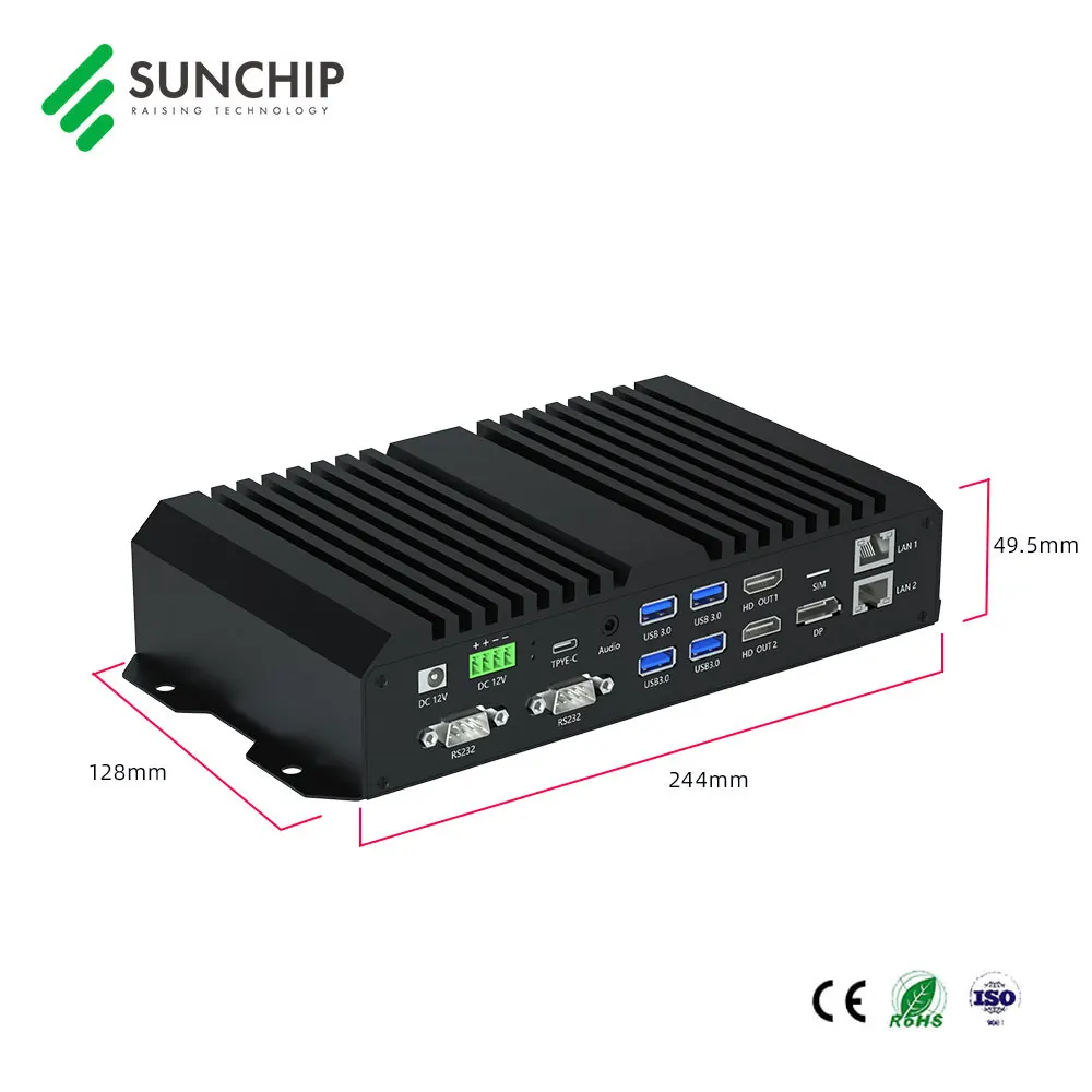 RockChip 8K RK3588 AIOT Box industrial Edge Computing player box dual Ethernet Android 12  RS232 RS485 HD DP 5G WIFI 5.0 BT ADW