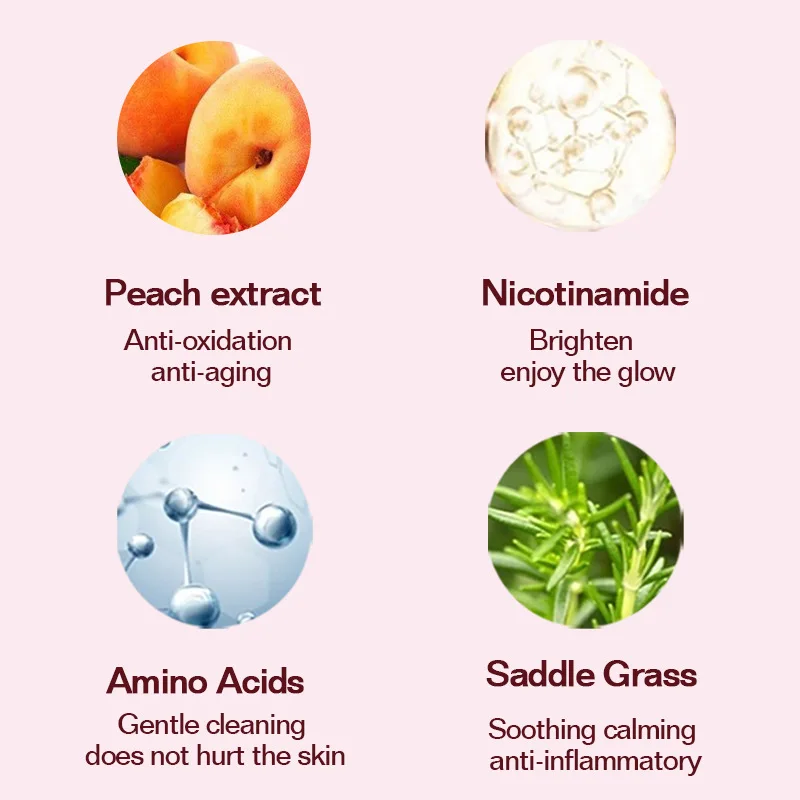 OEM/ODM Jelly Q Elastic Handmade Peach Soap Amino Acid Moisturizing Oil Control Whitening Collagen Bath Face Soap