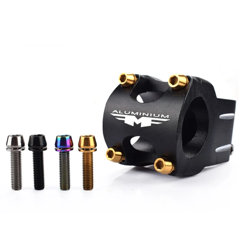 2 Pcs Titanium Alloy M5 20mm Hex Socket Tapping Screw Bolts With Washers Bicycle Stem Bolt Screws for MTB Road/Mountain Bike