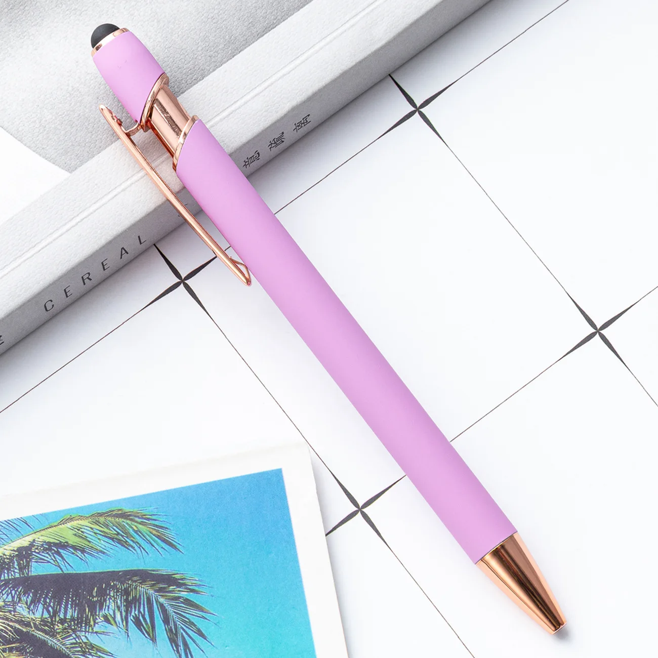 Wholesale Royal Blue Bulk Branded Rubber Coated Ballpoint Soft Metal Stylus Pen Promotional Gift Custom Logo Touch Metal Pen