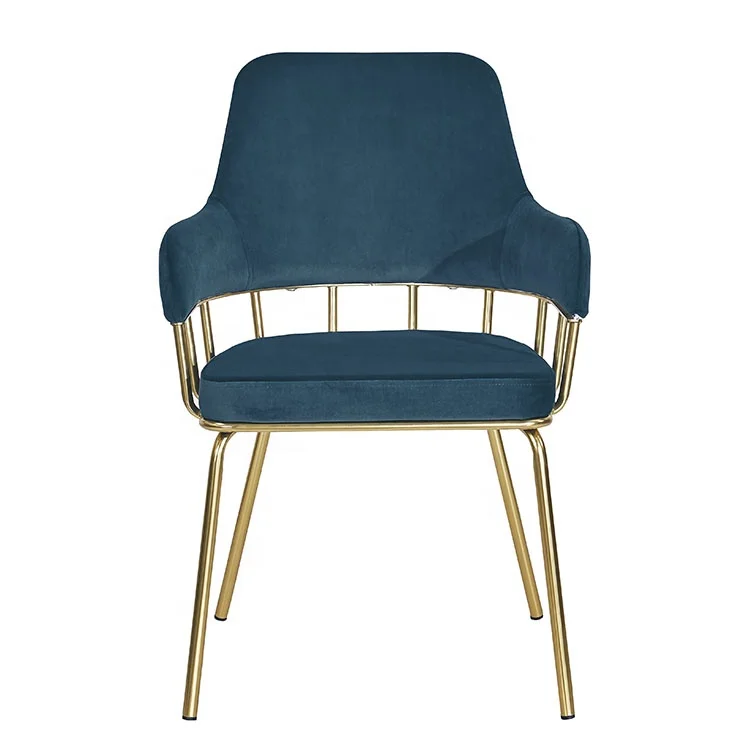 Cheap Factory Price  Living Room Restaurant Cafe Fabric Metal Leg Leisure Armchair Chair Velvet