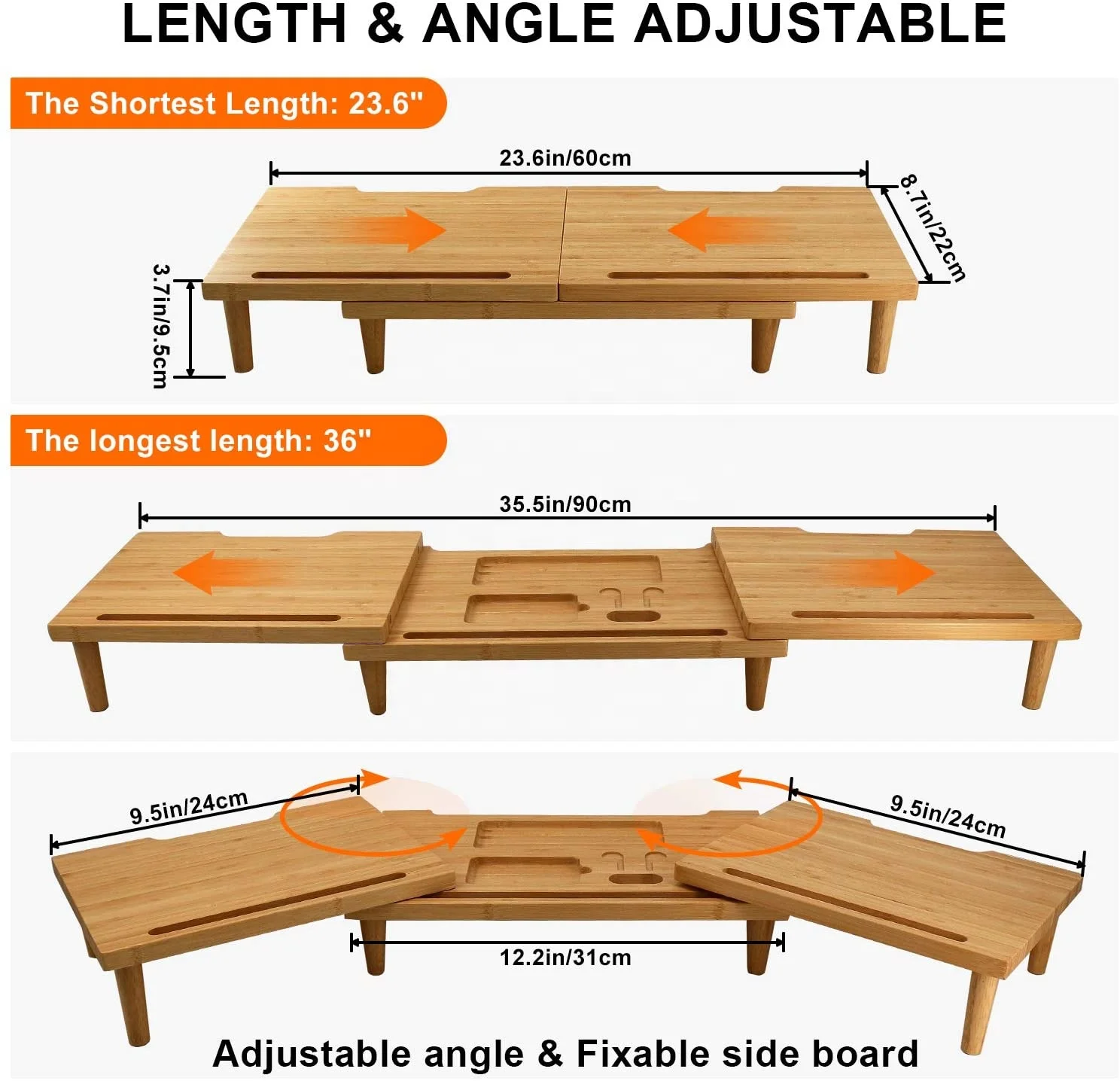 Wooden Adjustable Laptop Stand Monitor Stand Wood Computer Riser Bamboo Wooden Monitor Stand Riser adjustable