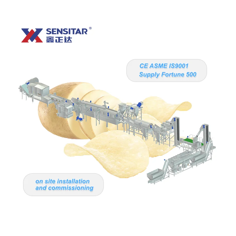 Industrial Large Scale 500kg/h High Production Fried Potato Chips Making Machine Automatic