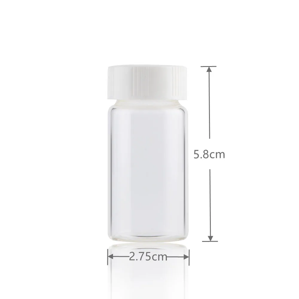 Laboratory sample packaging glass container 20ml clear glass vial with PE plastic cover