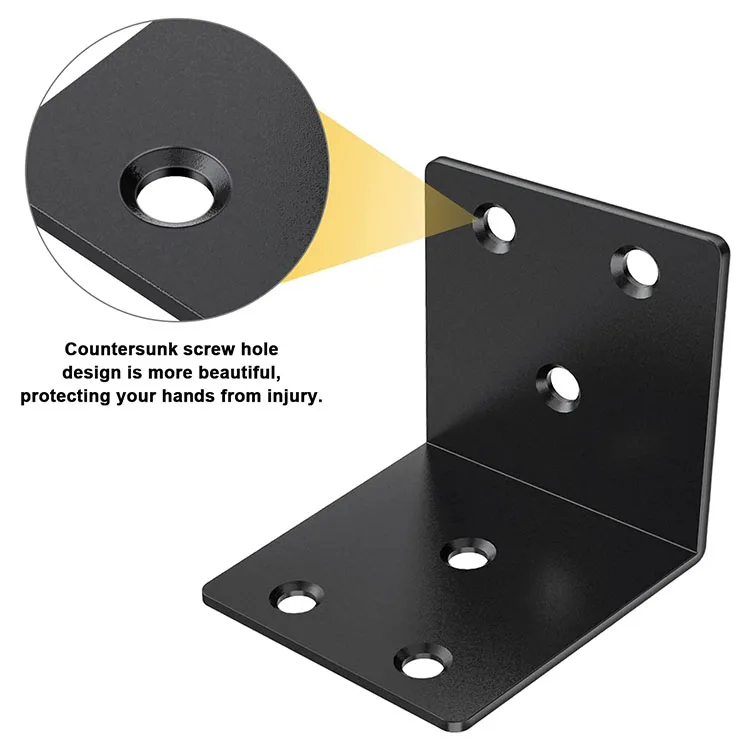 Metal Corner Braces, 2in L Brackets for Wood, 90 Degree Heavy Duty Wide Corner Black Metal Corner Bracket