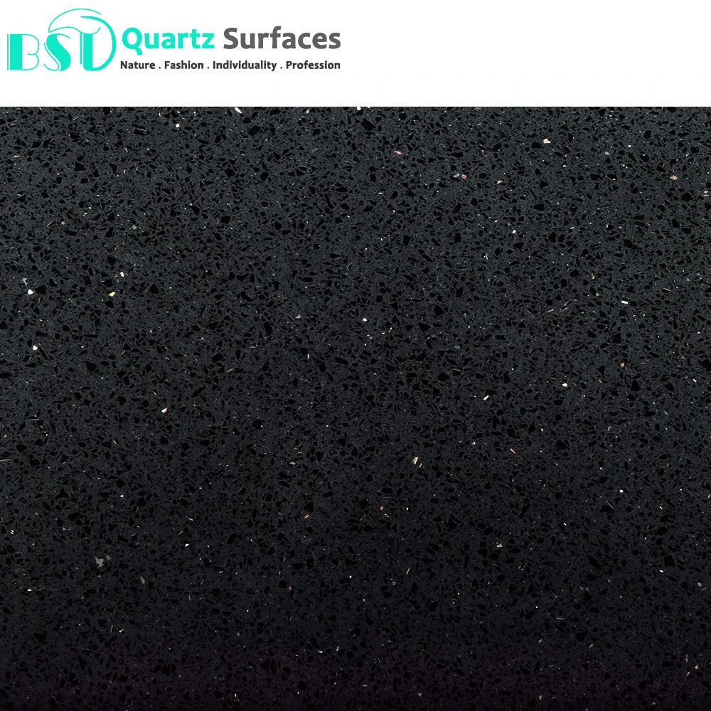 Interior Tiles Sparkle Black Artificial Quartz Stone