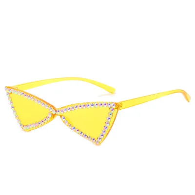 NQSL2085 trendy small square sunglasses diamond sunglasses women luxury crystal brand vintage frameless shield