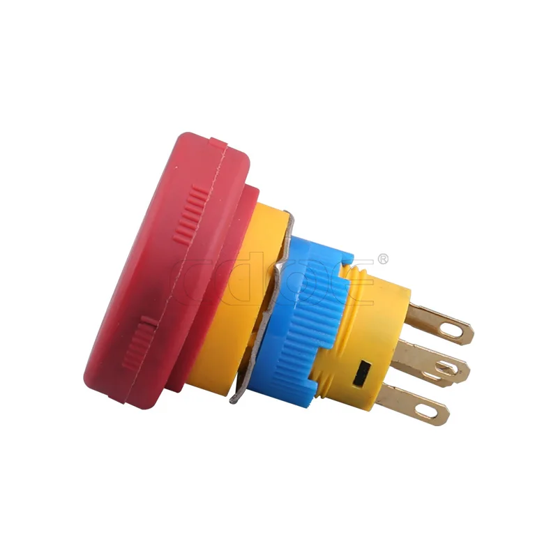 High quality plastic shell 16mm switch locking 1no1nc mushroom emergency stop for elevator