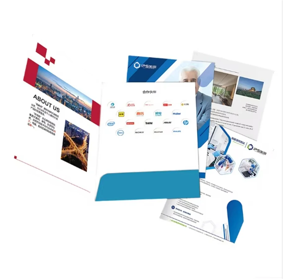 China factory Printing A4 A5 Paper Document Custom Logo Business File Folders Presentation Folder with Pockets