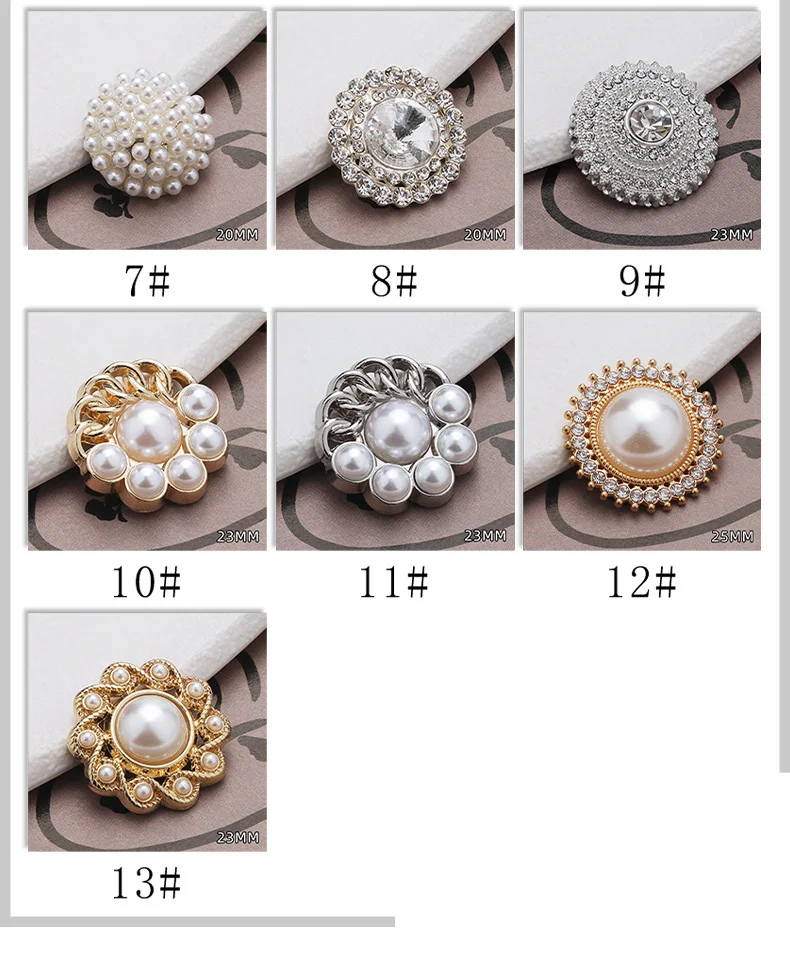 Metal Rhinestone Pearl Buttons Embellishments Pearl Brooch Pearl Pendants for Craft Wedding Bouquet Jewelry Making Clothes