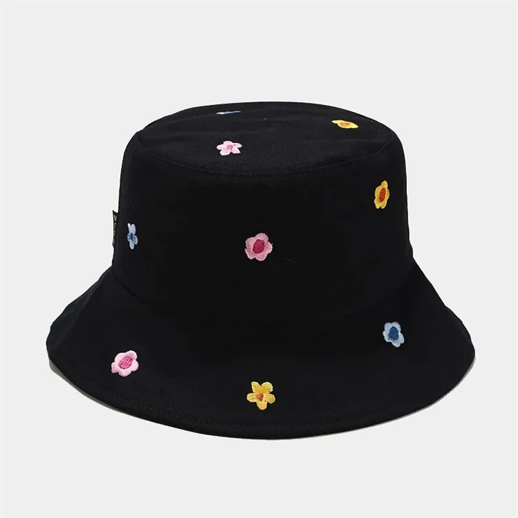 Four Seasons 100% Cotton Flower Embroidery Bucket Hat Fisherman Hat Outdoor Wholesale Bucket Hats for Men And Women