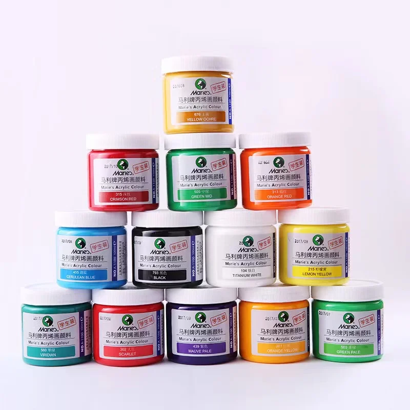 Maries A1100 100/300/500ml 32 colours wholesale artist professional acrylic colour paint Certified Products