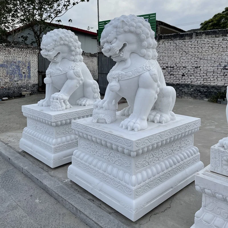 Garden Decor Foo dog Animal carvings stone nature marble limestone outdoor lion statue