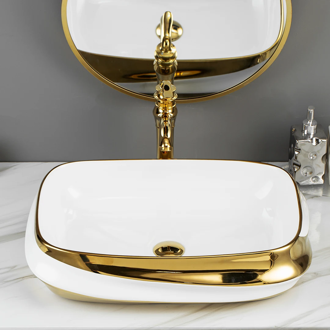 Luxury Cheap Basin lavabo above counter wash hand basin golden art sink