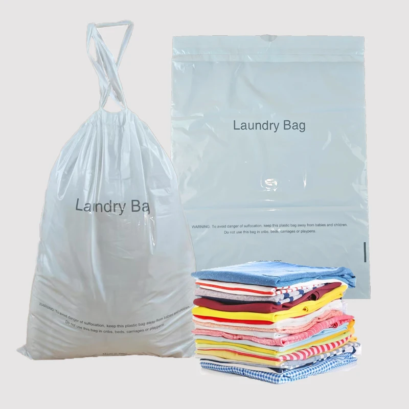High quality hotel use disposable plastic PE laundry bag with drawstring