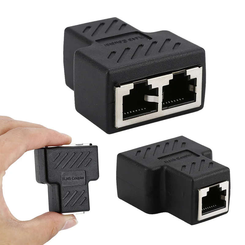 
Factory sales RJ45 Connector Network Cable Splitter Extender Plug Adapter Connector Black 1 To 2 LAN Ethernet Rj45 Connector 