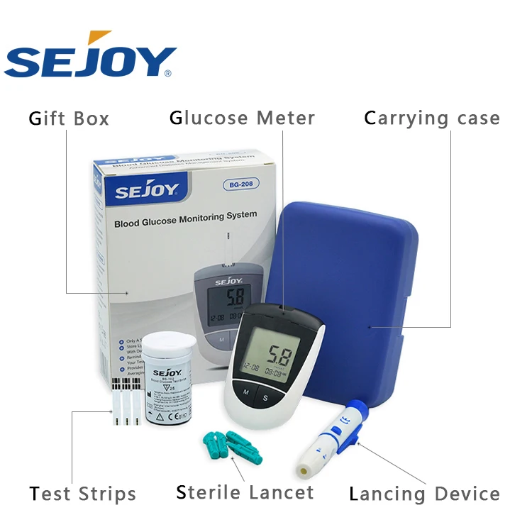 Sejoy Monitoring Glucose Meter Diabetes Glucometre Medical Blood Sugar Test Kit