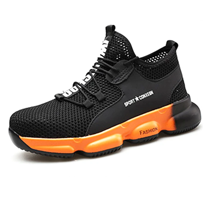 Wholesale breathable sports steel toe work boots industrial safety shoes men women