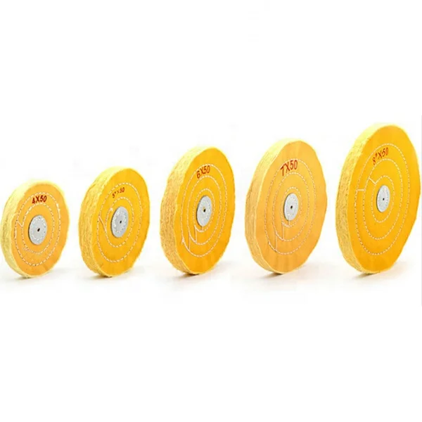 Yellow Cotton Buffing Wheel 4/5/6 inch 12/50 ply 55 Ply Cloth Cotton Buffing Polishing Wheel for Bench Grinder