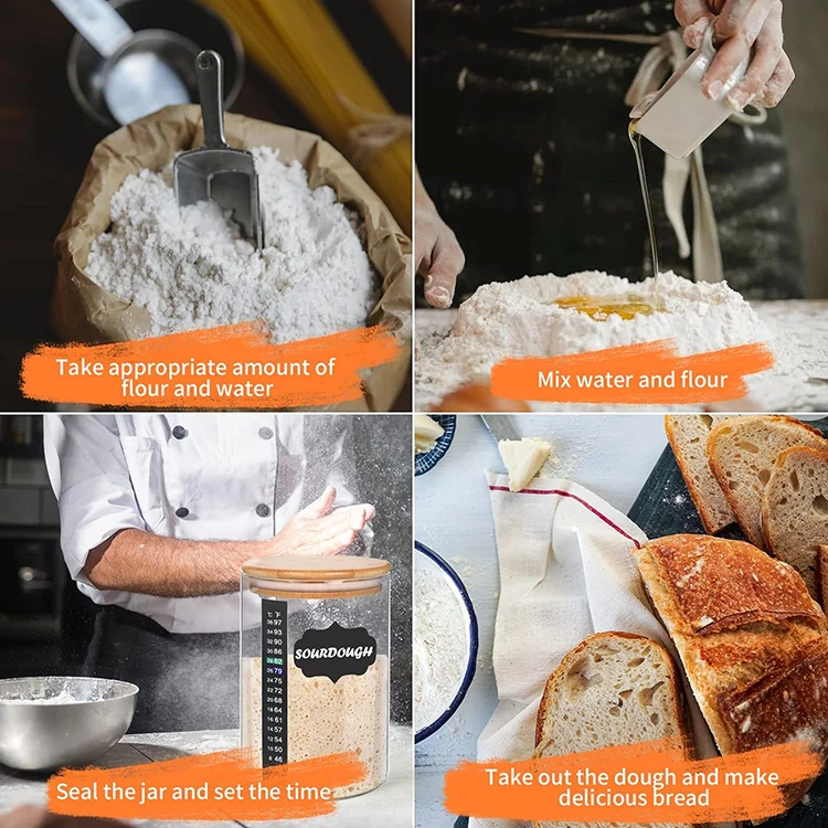 35OZ Wide Mouth Sourdough Starter Jar Kit Sour Dough Starter Container Kit Use for Sourdough Bread Baking