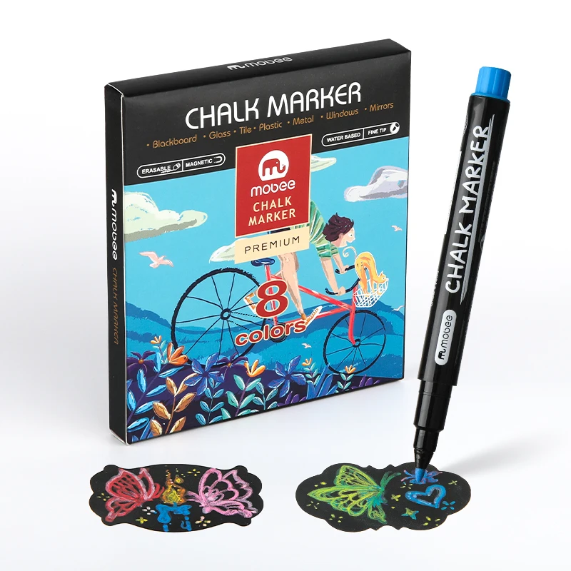 Mobee P-508 Custom Logo Easily erasable durable Extra long writing distance liquid chalk marker pen dry erase