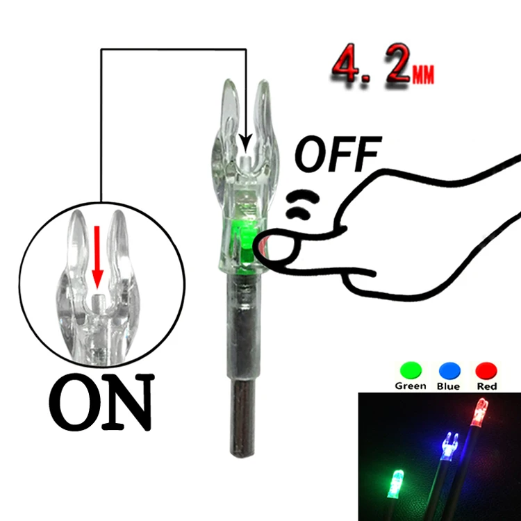 4.2 mm Double Clip Slot Archery Arrow LED Nocks Lighted Automatic 1.65 inch Shooting Arrow