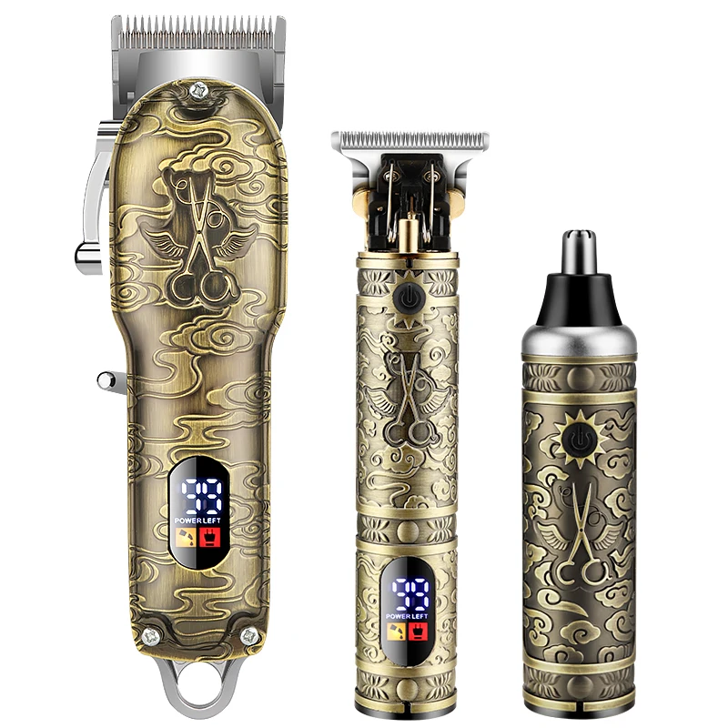 Профессиональный полностью металлический триммер для волос, бритва, Беспроводная Машинка для стрижки волос, триммер для носа, парикмахерские машинки для стрижки волос, набор для мужчин
