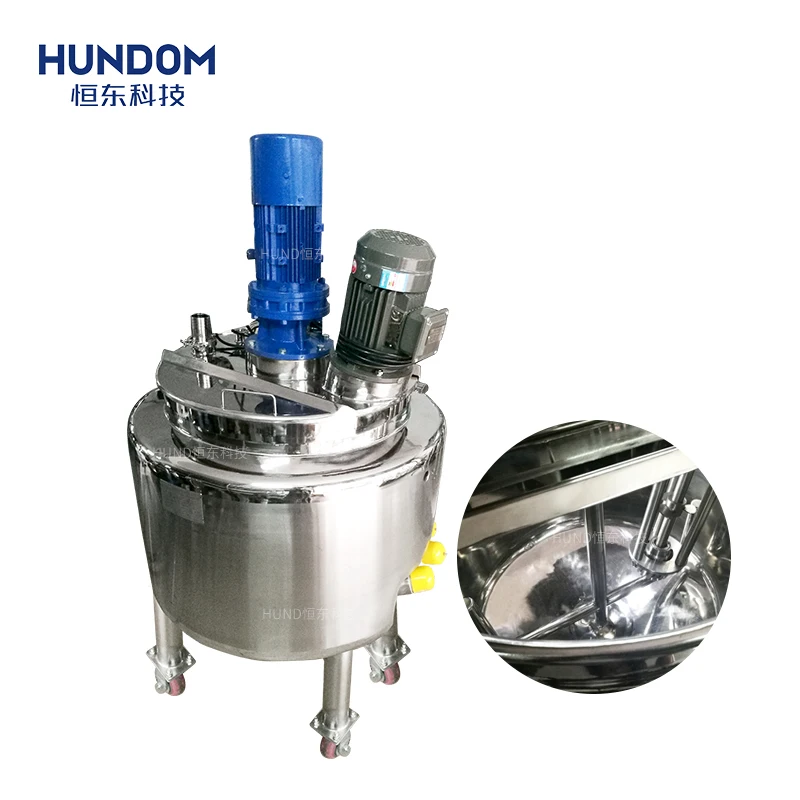 200L stainless steel jacket heat chemical mix machine with agitator face cream mixing tank