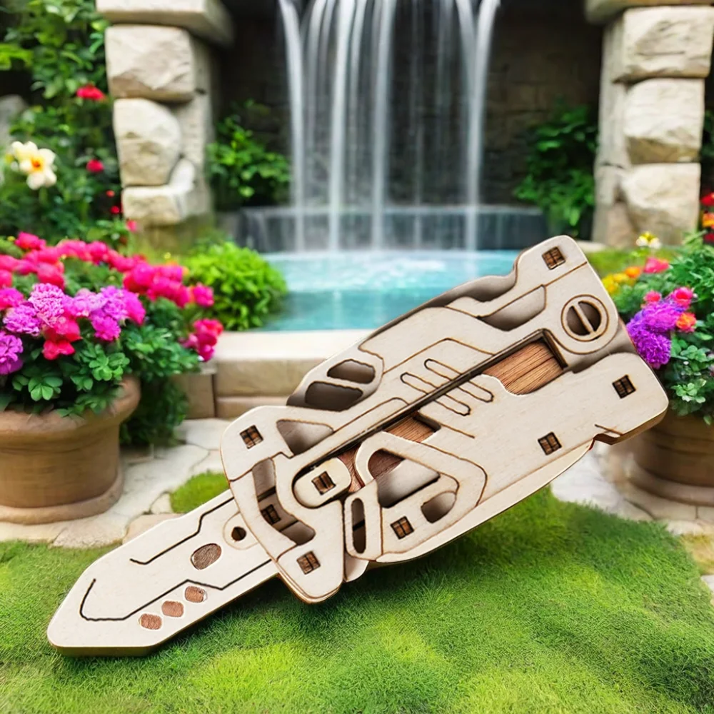 Unisex Assembly Playing Wooden Knife & Sword Toys Laser Cutting DIY Military Model Puzzle Made from Wood