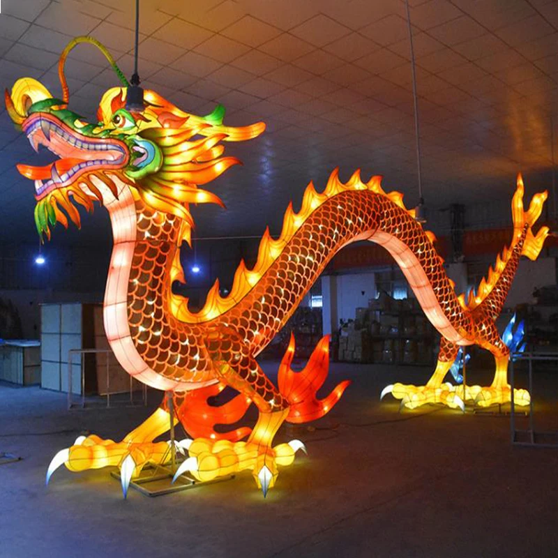 Chinese lantern festival Christmas ornaments giant zodiac animal lanterns led silk dragon lantern for new year decoration